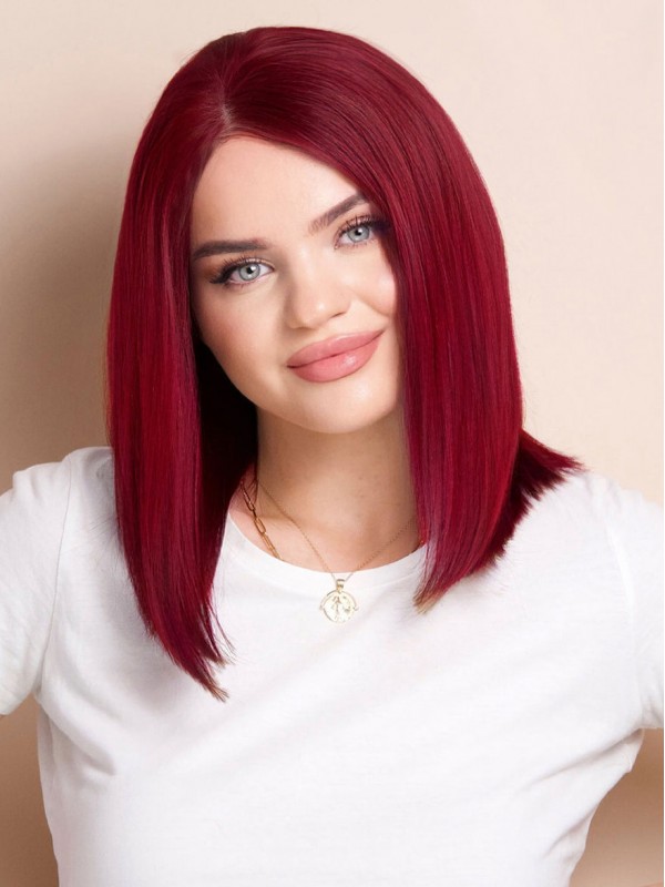 Beste 12" Lace Front Echthaarperücken In Kirschrot