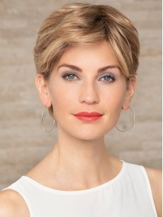 Kurze Leichte Blonde Echthaarperücke Mit Spitzenfront