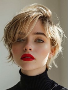 Kurze Perücken 6" Glattes Monofilament Blond 100% Echthaar