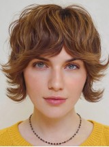 Kurze Bob Perücken 8" Gewelltes Remy Echthaar Kappenlose Perücken