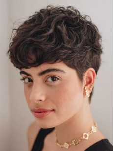 Kurze Lockige Perücken Remy Echthaar Braun Boycuts 6" Perücken