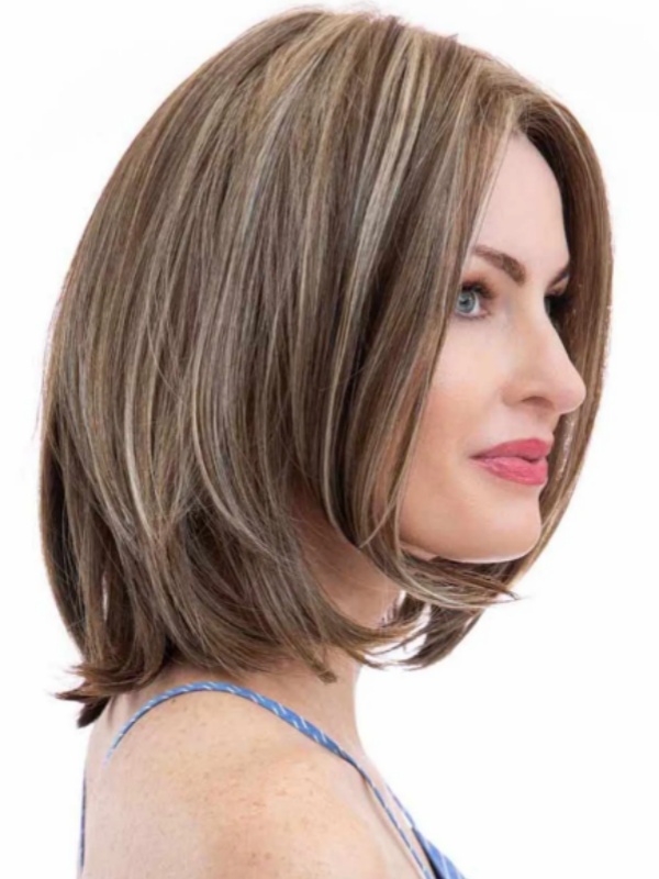 Glatte Perücken Kinnlang 10" Lace Front Kunsthaar