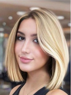 Blonde Synthetische 10" Perücken Mit Spitzenfront Und Geradem Bob