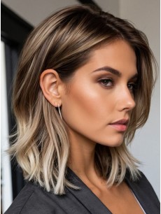 Synthetische Lace Front Perücken Geschichtet Ombre 12" Glatte Perücken