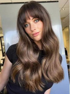 20" Lace Front Braun Mit Pony Lange Perücken Für Frauen
