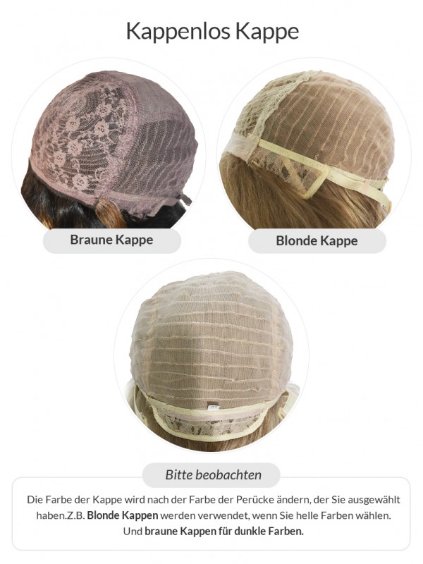 Median Lang Wellig Kappenlos Echthaar Perücken